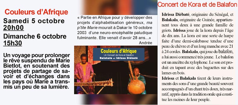 Couleurs d’Afrique, concert de Kora et de Balafon